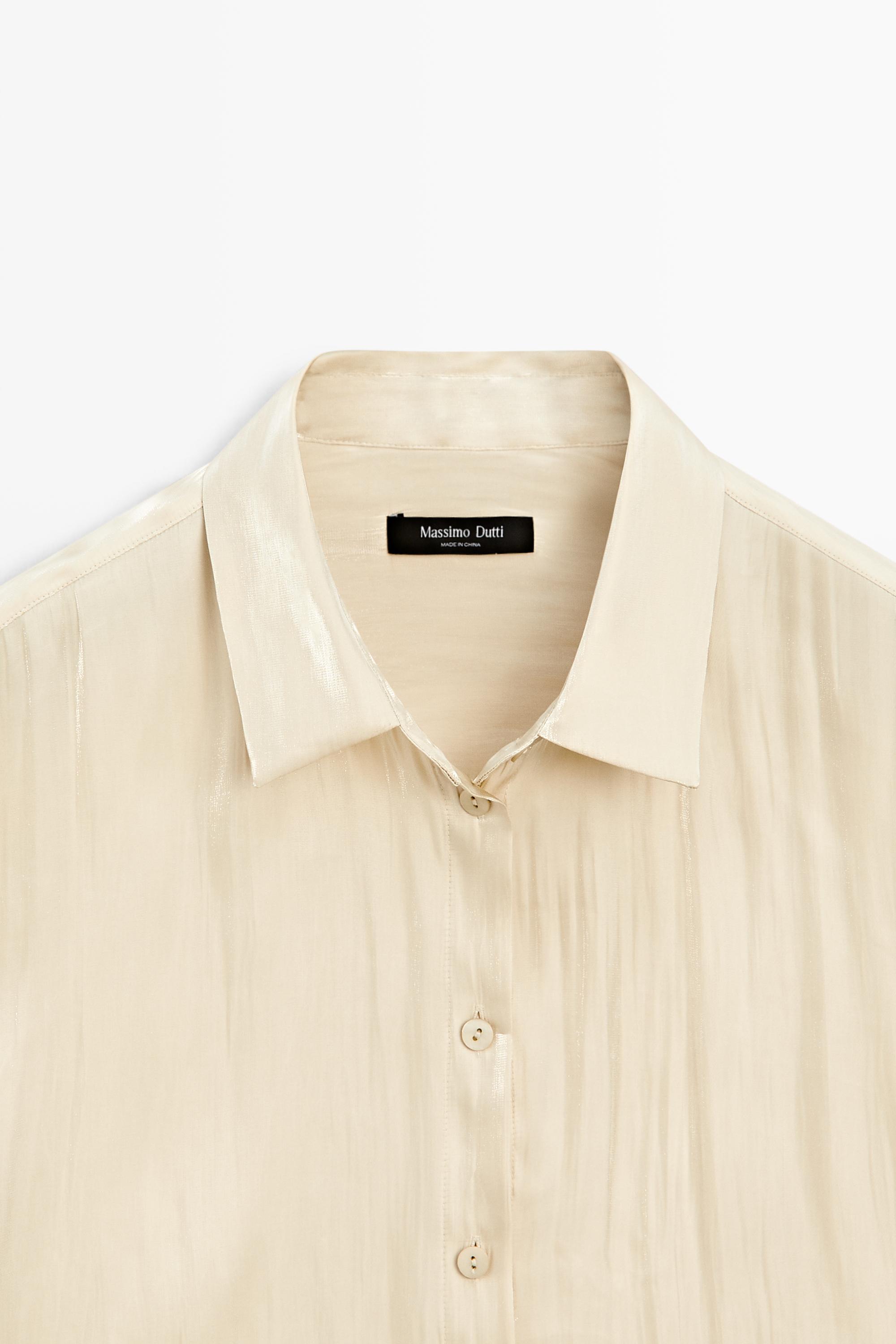 Flowing satin shirt with tie detail